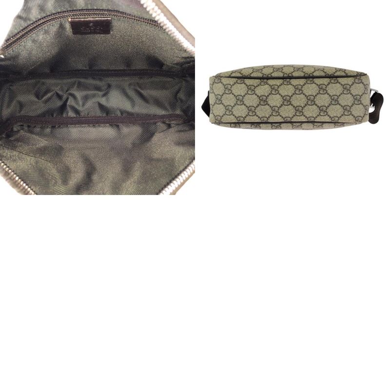 Gucci Beige Dark Brown Silver GG Supreme Canvas Leather Shoulder Bag