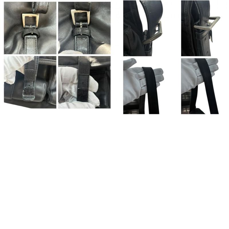 Prada Tessuto Triangle Logo Black Silver Nylon Leather Shoulder Bag