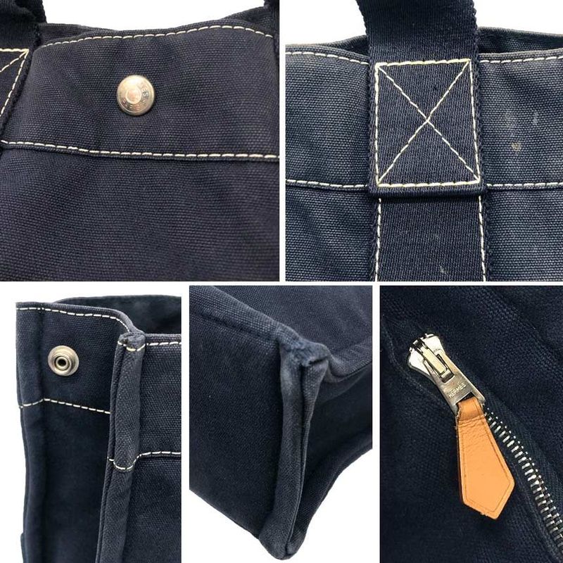 Hermes Sac Deauville MM Tote Canvas Navy