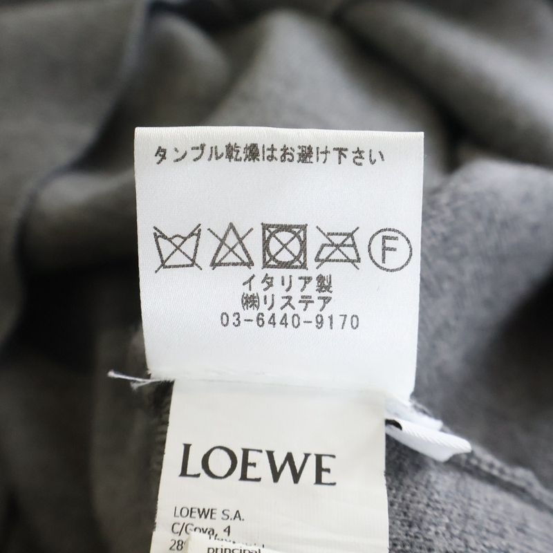 Loewe Heart Logo Crew Neck Wool Knit Sweater Gray