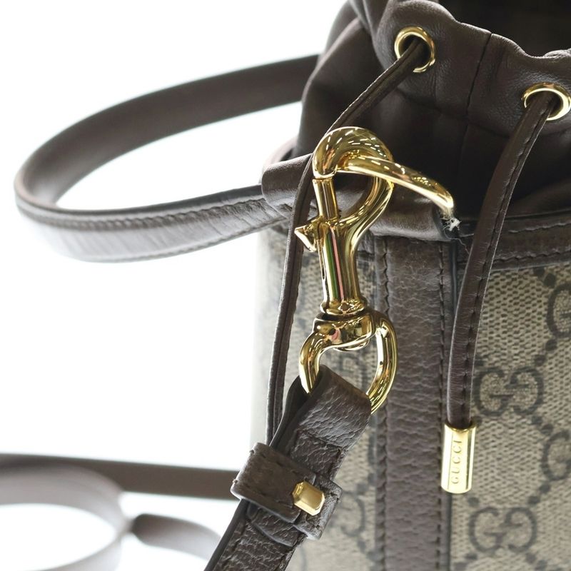 Gucci Ophidia Bucket Bag Mini Beige Brown Leather Gold