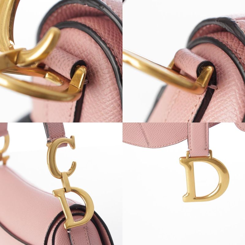 Dior Leather Saddle Bag Logo 2-Way Pink