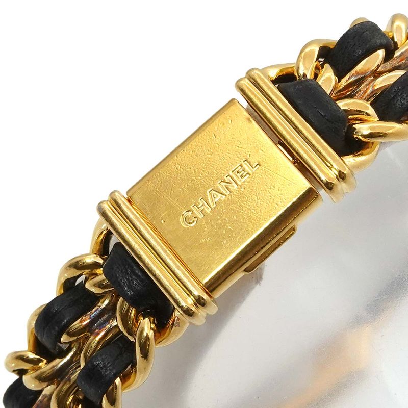 Chanel Premiere S Vintage Watch Black Gold Quartz