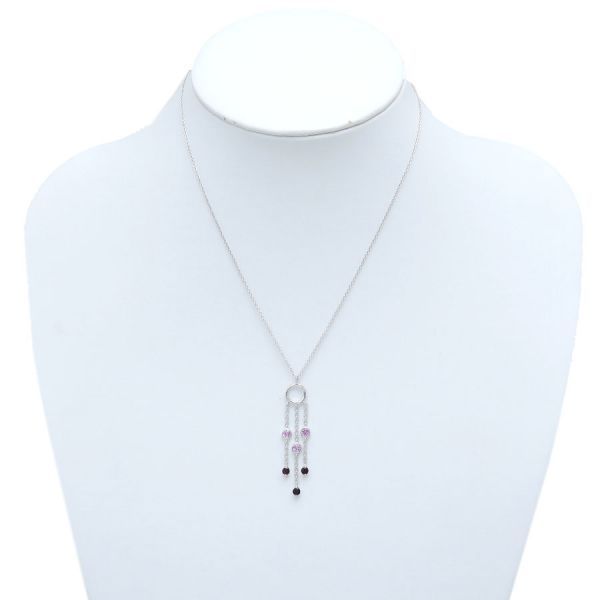 Tiffany & Co Swing Drop Necklace Garnet Pink Saffiano