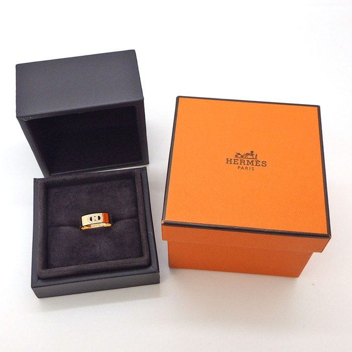Hermes Ring D'ancre PM Points Diamond 18k Pink Gold