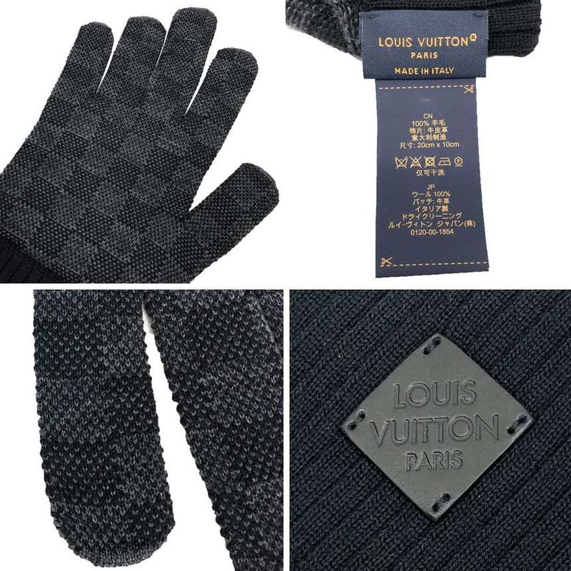 Louis Vuitton Damier Graphite Gloves Glove Gon Neopti Wool