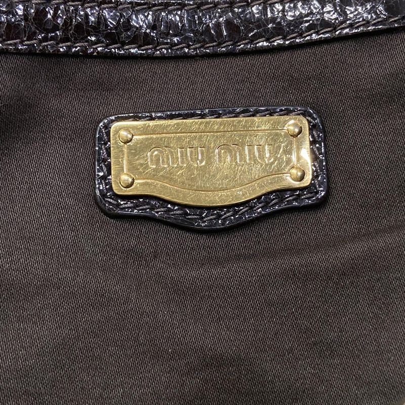Miu Handbag Dark Brown Embossed Leather