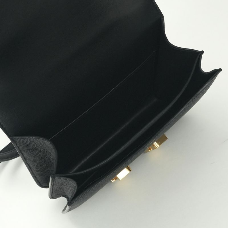 Hermes Constance 3 Mini 18 Shoulder Bag Epsom Noir Black Gold Veau