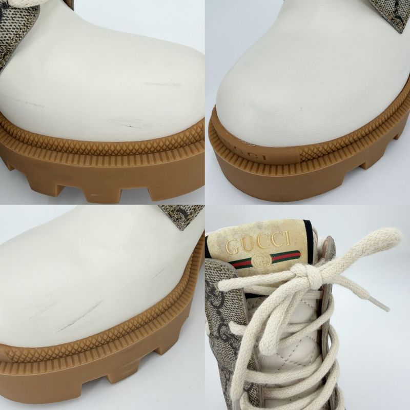 Gucci Boots Ankle Short Thick Sole Quilted 36.5 Shoes GG Supreme Canvas Rubber