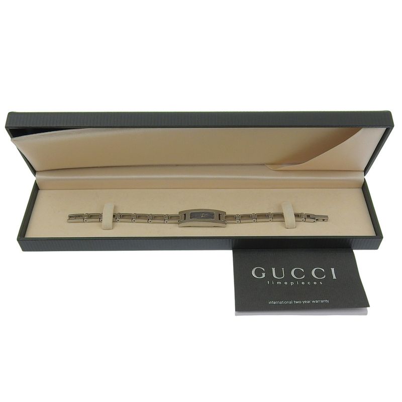 Gucci Stainless Steel Quartz Analog Display Black Dial Watch