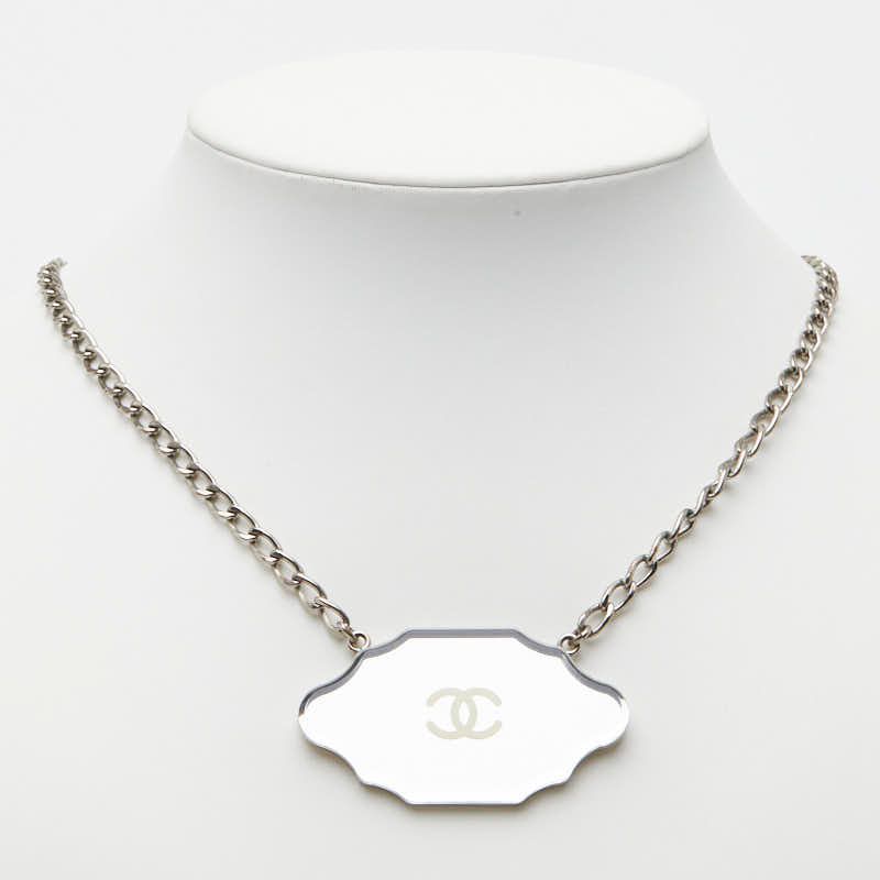 Chanel Mirror Plate CC Logo Silver Metal