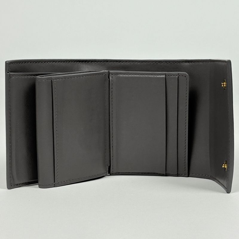 Celine Small Trifold Wallet Compact Leather Gray