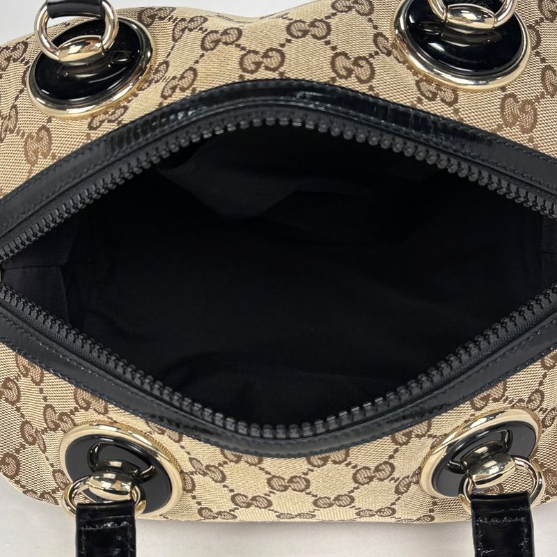 Gucci GG Pattern Handbag Canvas Beige Black