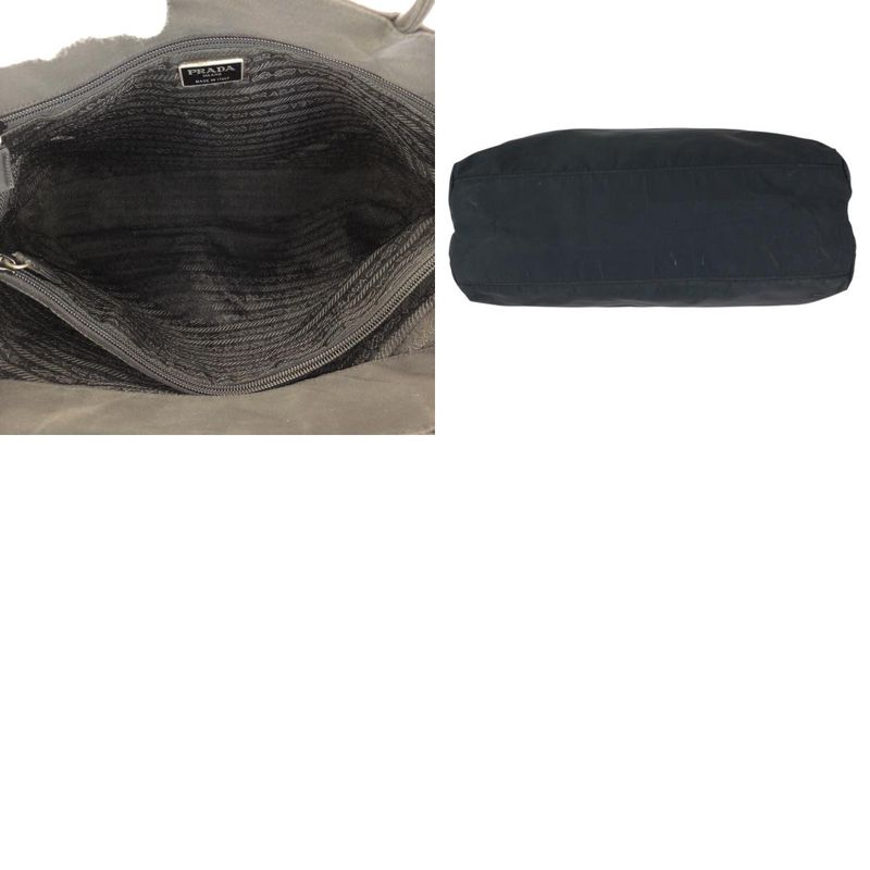 Prada Tessuto Black Silver Nylon Tote Shoulder Bag