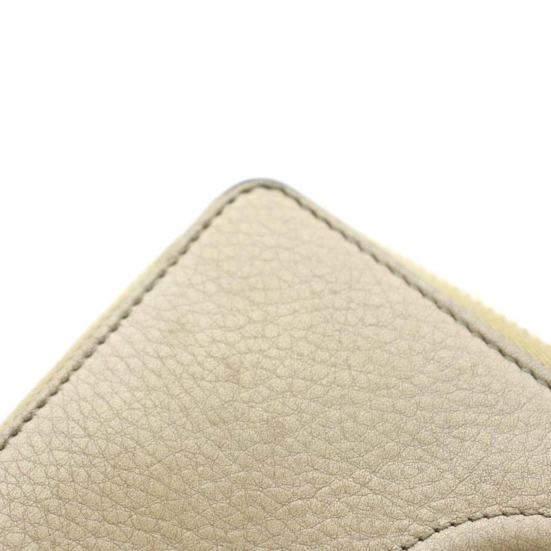 Gucci Interlocking Wallet Zip Around Coin Purse Leather Gold