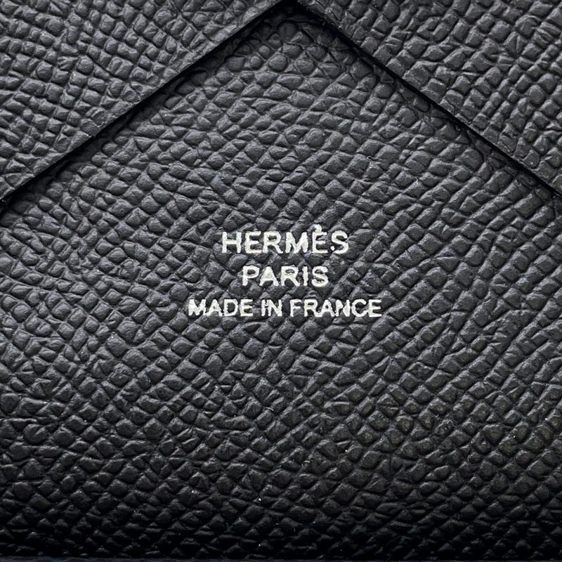 Hermes Coin Case Calvi Duo Black Silver Epsom Wallet