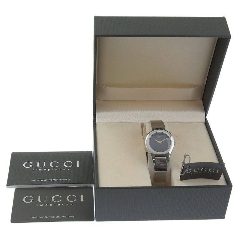 Gucci Stainless Steel Black Quartz Analog Display Dial Watch