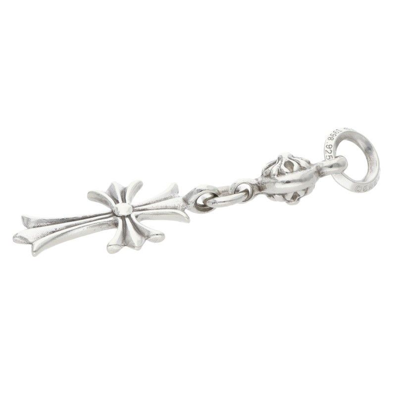 Chrome Hearts Tny CH Crs 1 Ball Tiny Ch Cross Charm Silver Necklace Top