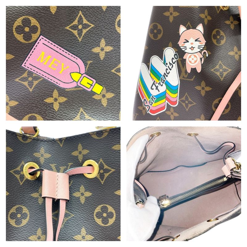 Louis Vuitton Monogram Neo Noe MM Shoulder Bag with Initials Brown