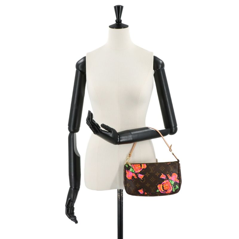 Louis Vuitton Monogram Rose Pochette Accessoire Hand Bag Brown