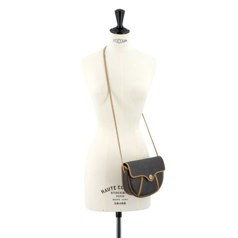 Dior Honeycomb Shoulder Bag Leather Black Brown Gold Vintage