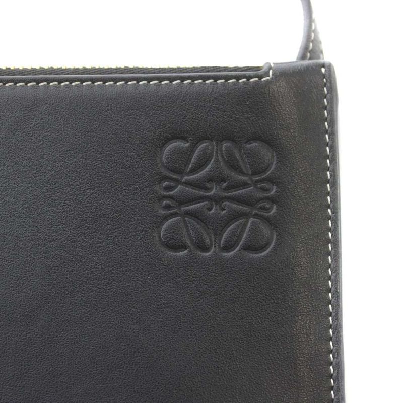 Loewe Gate Double Zip Pouch Shoulder Bag Leather Black