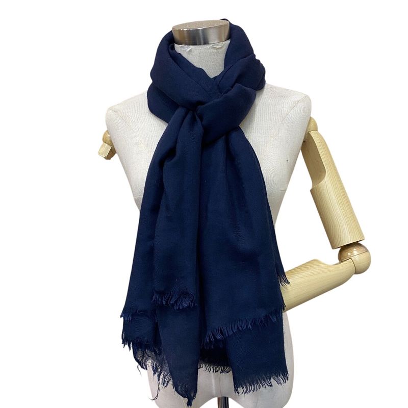 Chanel Scarf Shawl Cashmere Navy