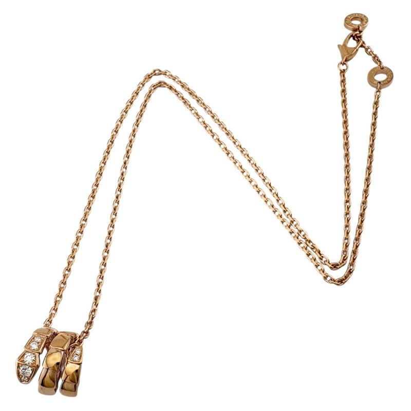 Bvlgari Serpenti Viper Necklace 18k Pink Gold Diamond