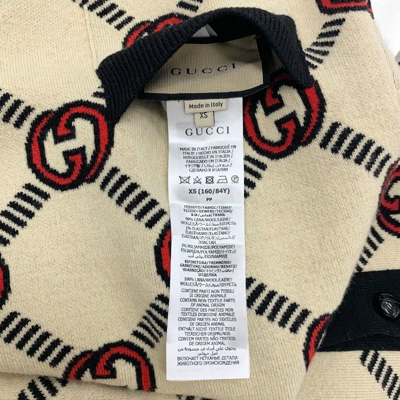 Gucci Dress Beige Black Red Interlocking Reversible Polo Knit