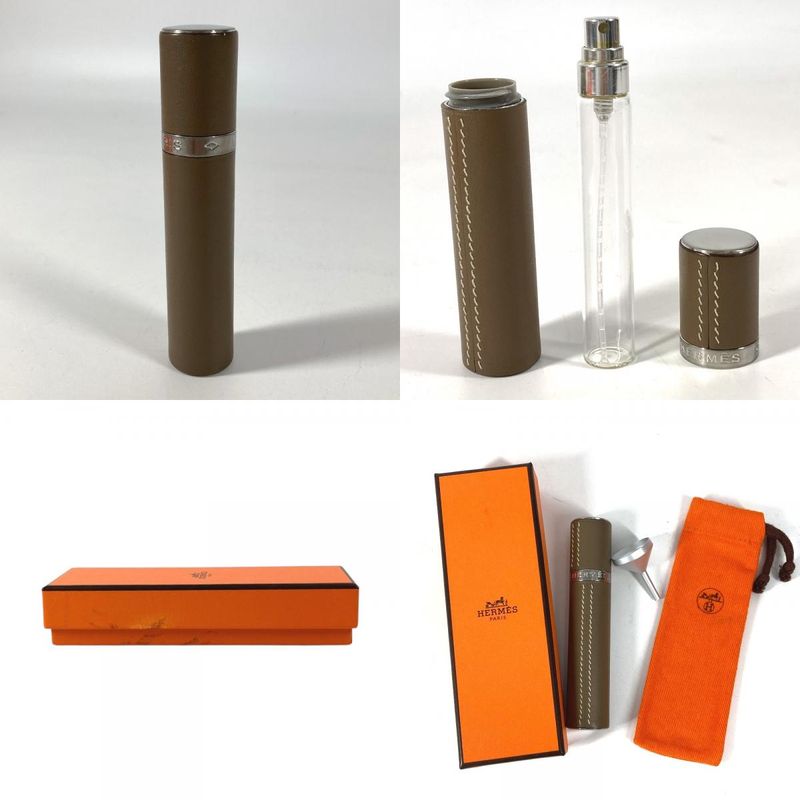 Hermes Case Atomizer Fragrance Spray Travel Leather Etoupe Pouch
