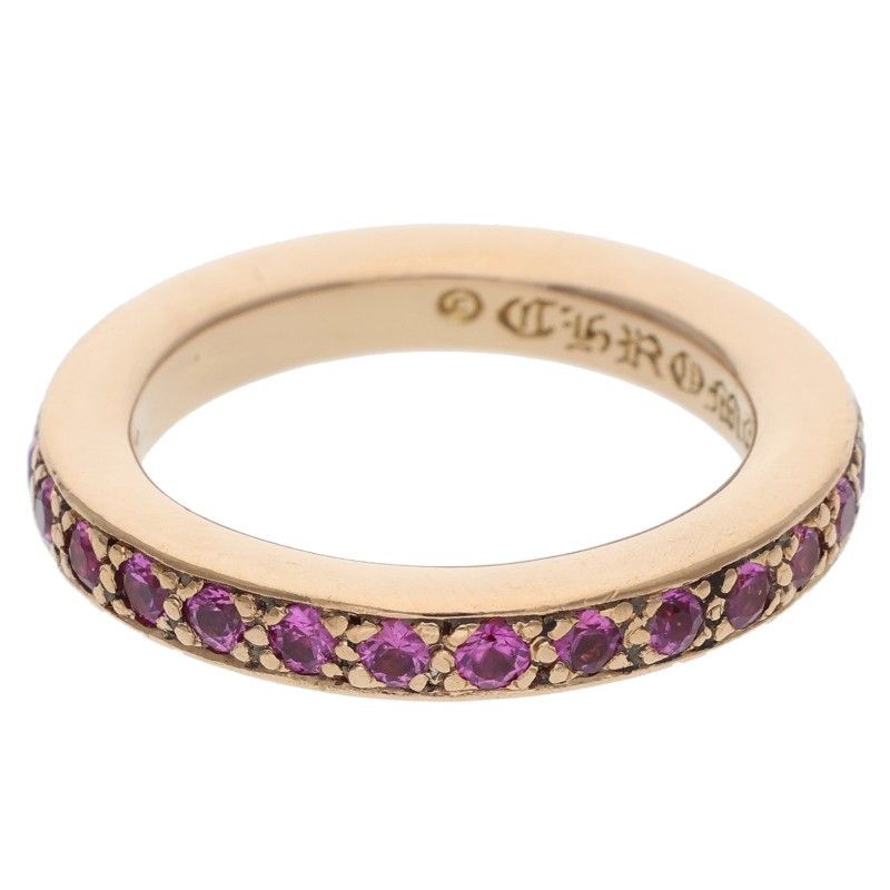Chrome Hearts 22k Tfl Pave Pink Saffiano Gold Ring