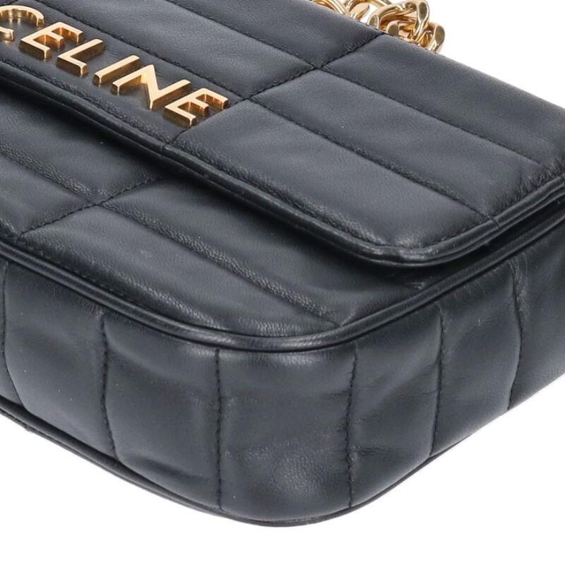 Celine Chain Strap Logo Leather Shoulder Bag