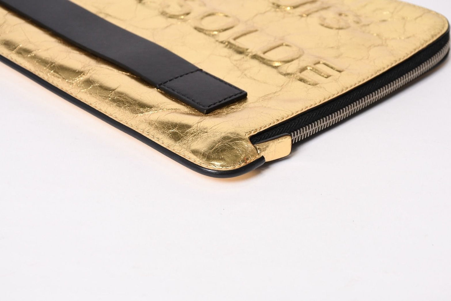 Chanel Votez Coco Clutch CC Logo Crinkle Leather Metallic Gold — view 8