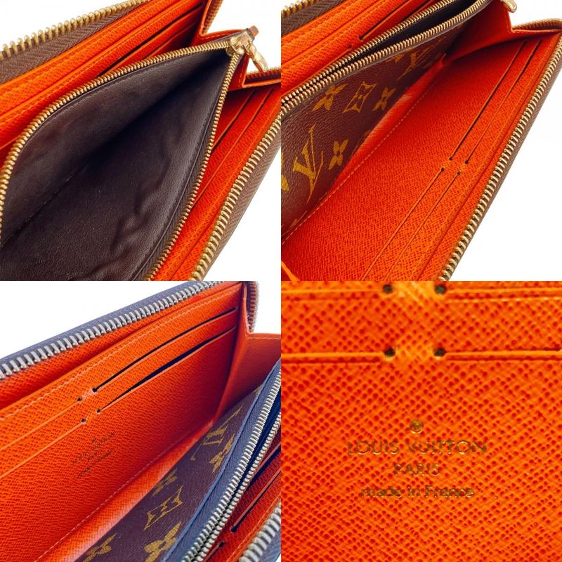 Louis Vuitton Zip Around Portefeuille Clemence Monogram Leather Wallet Brown