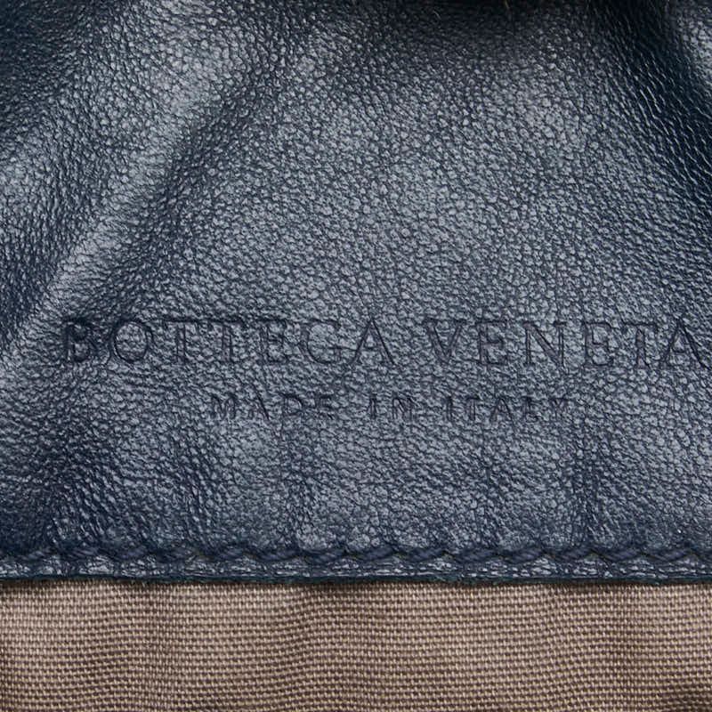 Bottega Veneta Intrecciato Crossbody Shoulder Bag Navy Black Leather