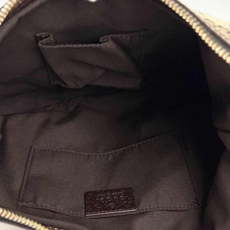 Gucci Princi GG Pattern Shoulder Bag Ribbon Canvas Brown
