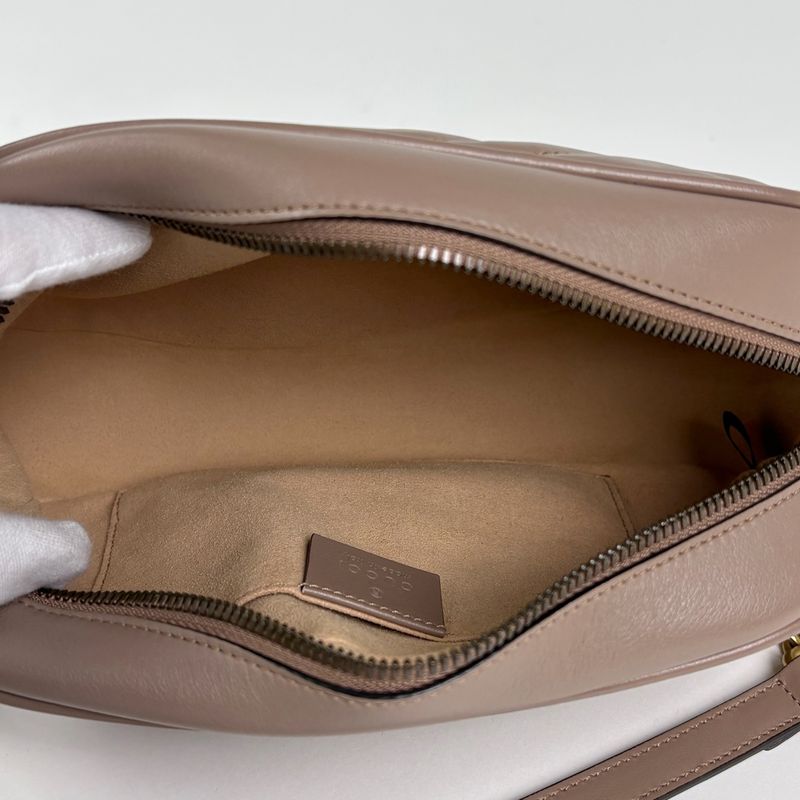 Gucci GG Marmont Chain Shoulder Bag Double Leather Beige