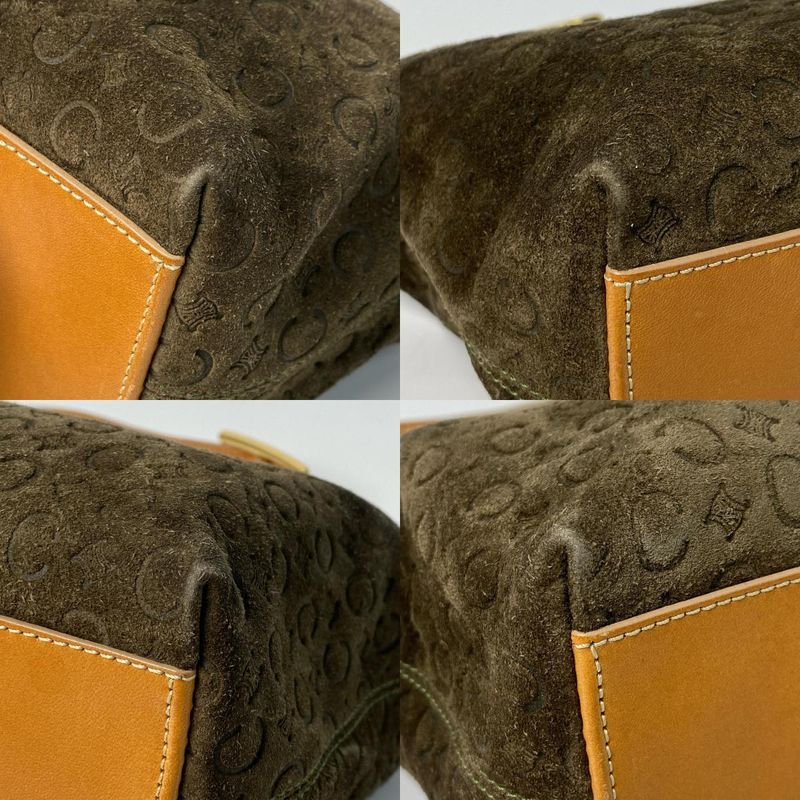 Celine Vintage C Macadam Suede Shoulder Bag
