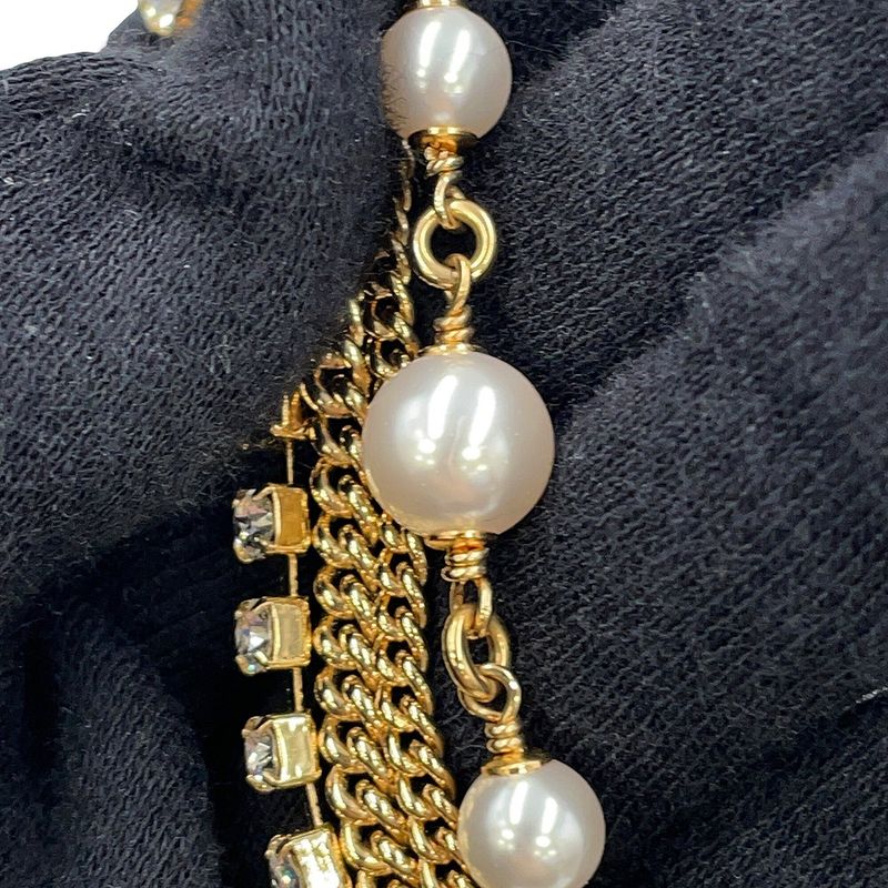 Chanel Necklace CC Logo Stone Crush Rhinestone Faux Pearl