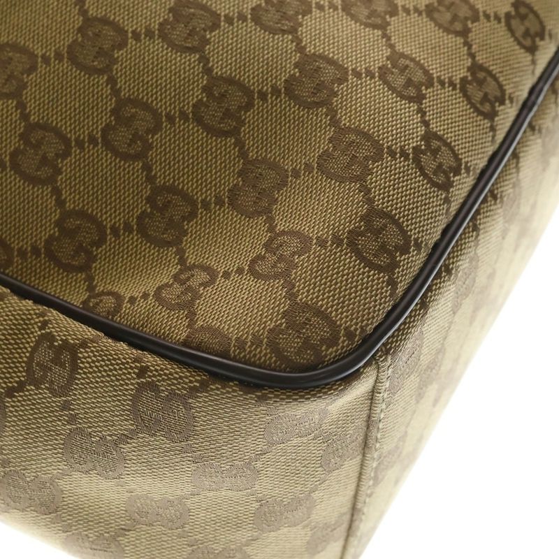 Gucci GG Canvas Crossbody Shoulder Bag Brown Beige Gold