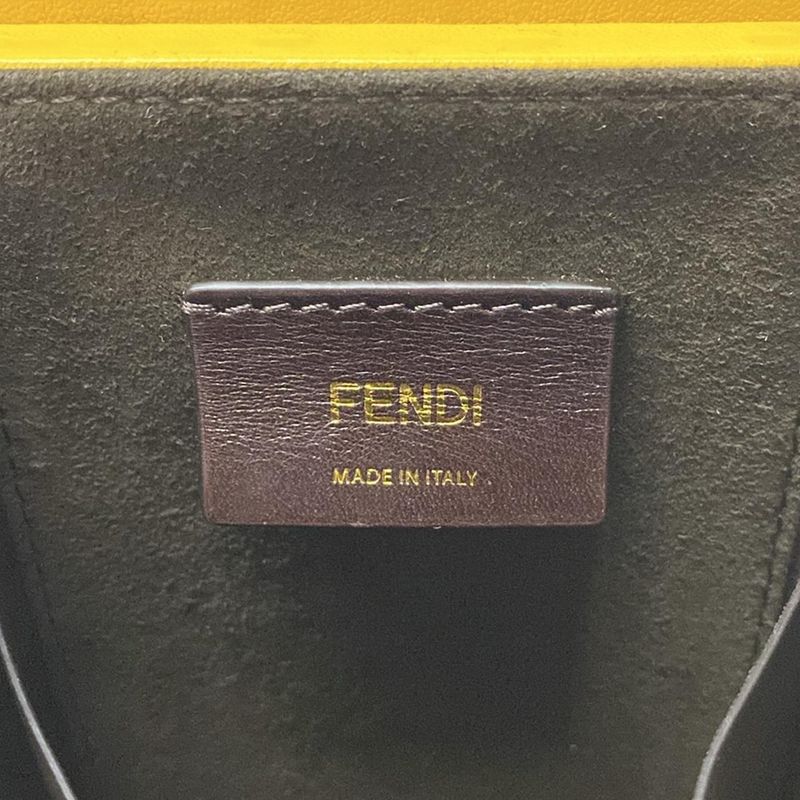 Fendi Shoulder Bag Pack Yellow Light Blue Leather