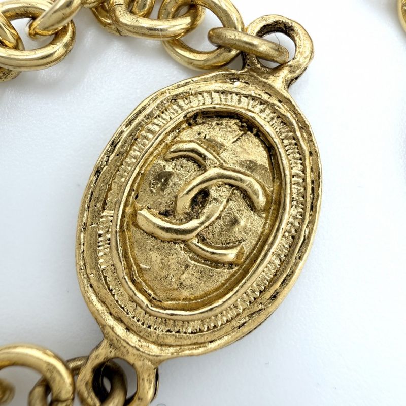 Chanel Necklace CC Logo Long Gold Plated