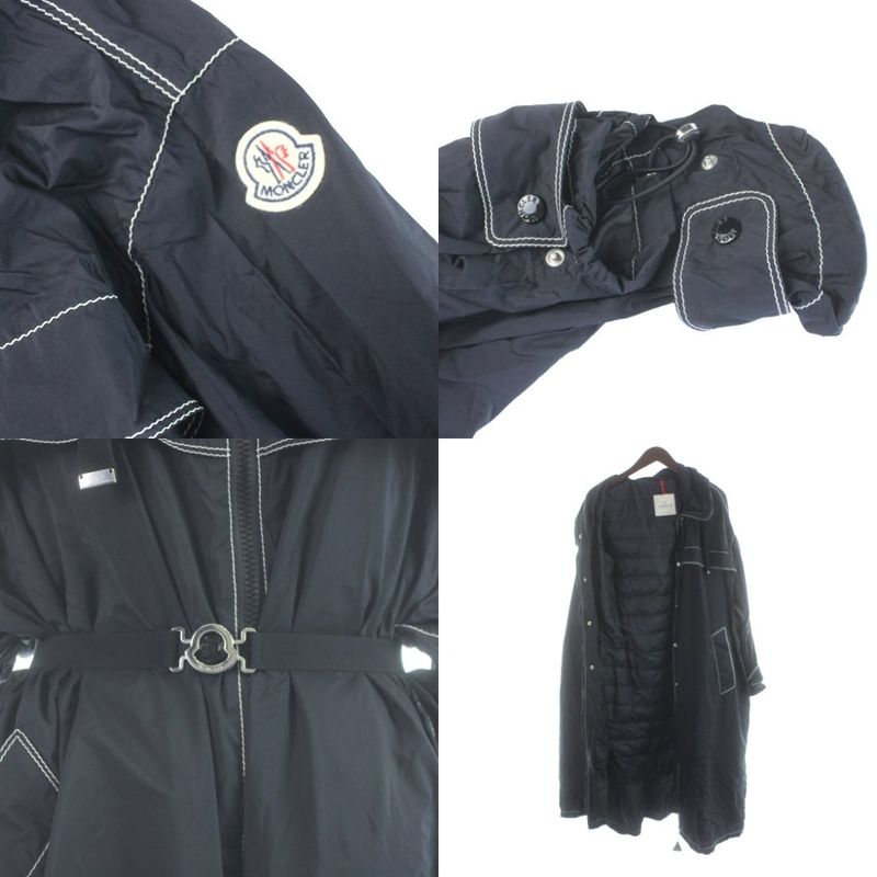 Moncler Dacca Down Coat Hood Long Nylon 1 Navy MW