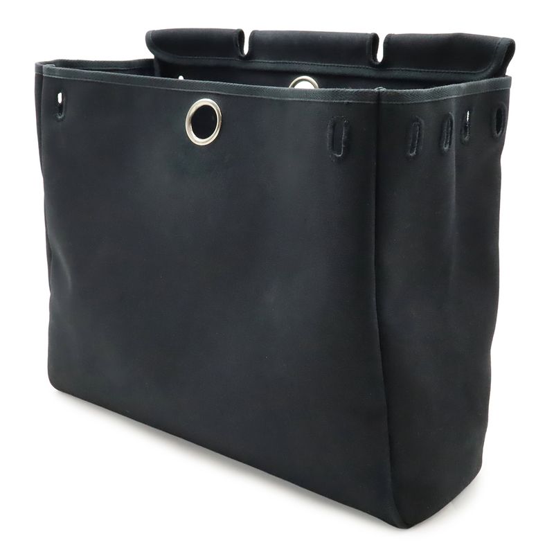 Hermes Herbag GM 2-Way Shoulder Bag Crossbody Toile Officier Leather Black
