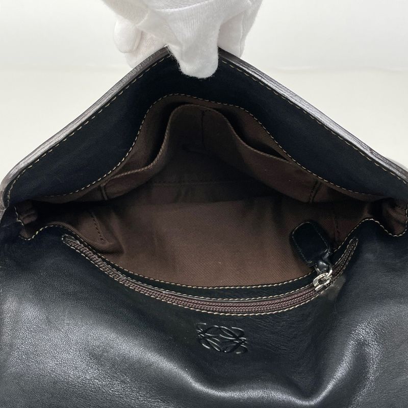 Loewe Logo Shoulder Bag Anagram Leather Black