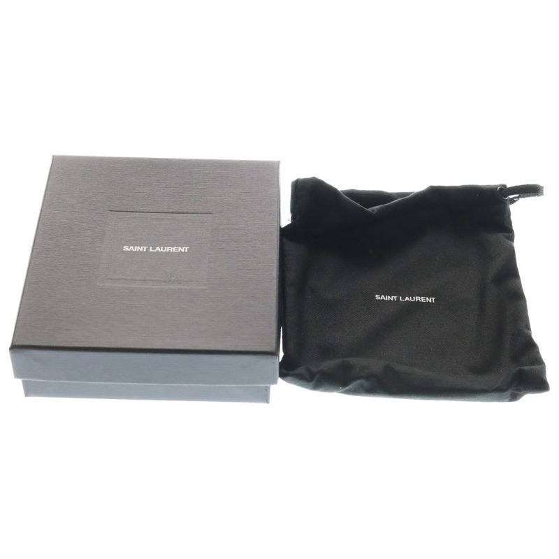 Saint Laurent Paris Front Logo Leather Card Case Black