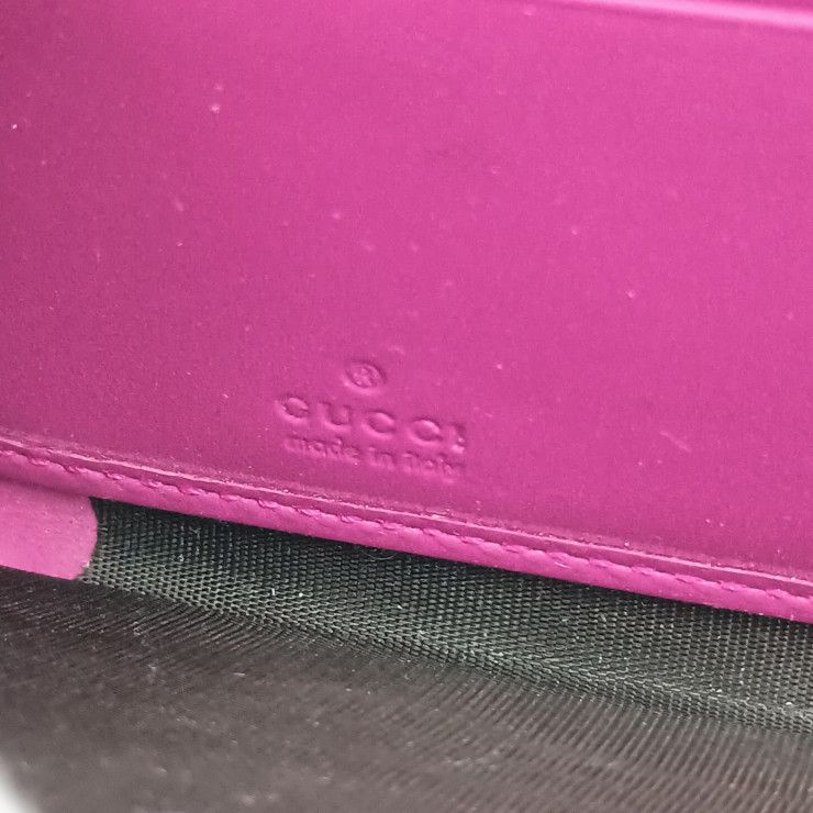 Gucci Wallet Guccissima Pink Signature Leather Ribbon Zip Around Gold