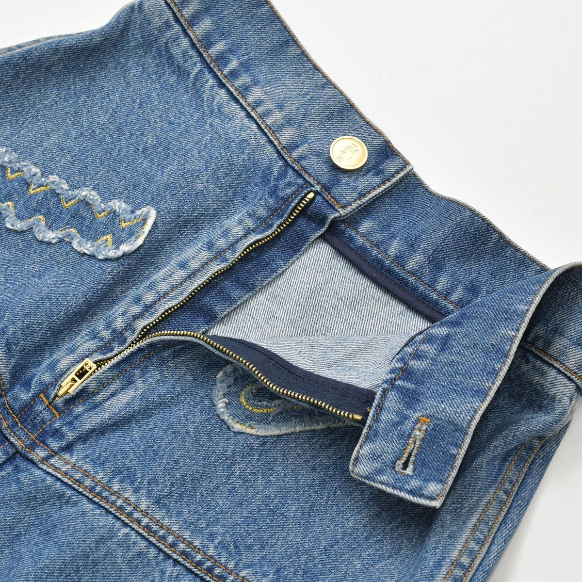 Chanel Denim Skirt Metiers D'art Collection CC Logo Patchwork — view 8