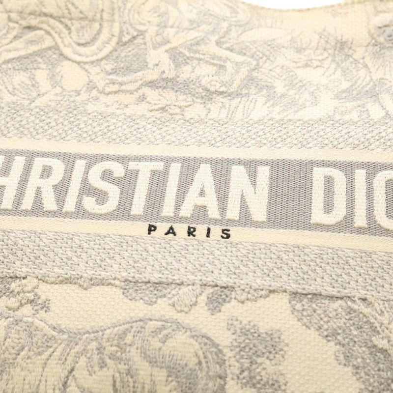 Dior Book Tote Toile de Jouy Animal All Over Pattern Jacquard White Gray
