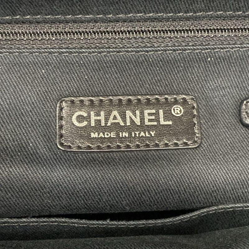 Chanel Shoulder Bag Quilted Black Lame 2-Way Vintage Silver Chain Leather